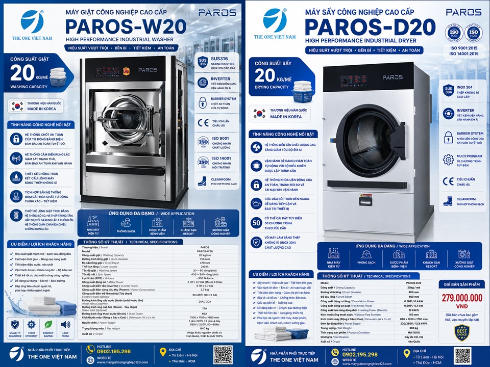 Combo khuyến mại máy giặt sấy Paros