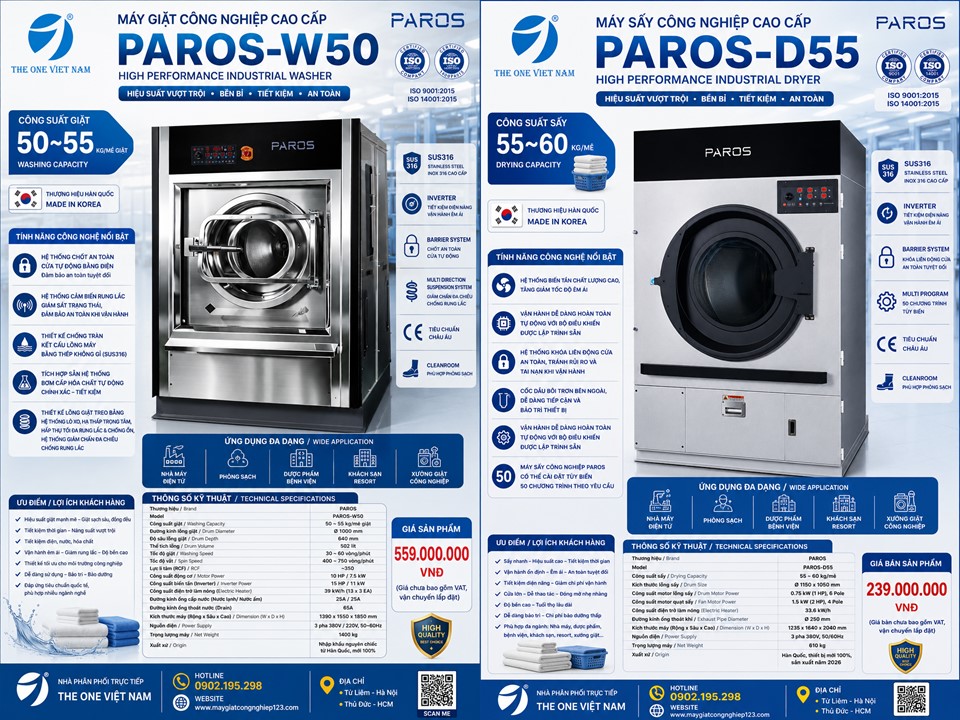 Combo khuyến mại máy giặt sấy Paros